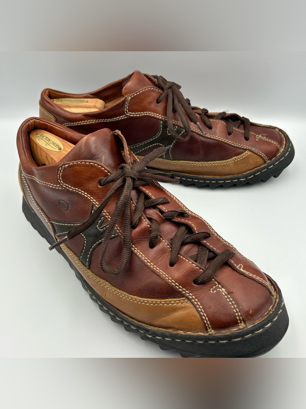 BORN Casual Sneakers 11M Lace Up Oxford Walking Comfort Tri-Toned Brown Leather